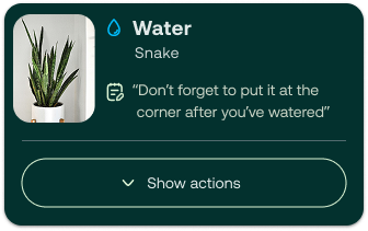 An early task card with a Show actions control